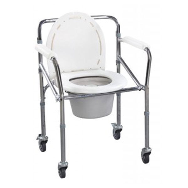 Commode Chair – Foldable Adjustable Mobile Chair with Castor Lock