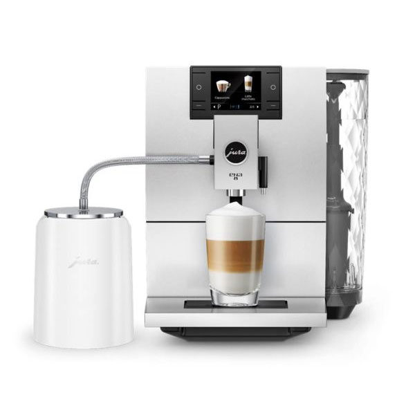 Jura Ena 8 Coffee Machine – Nordic White + Glass Container & Glacette White